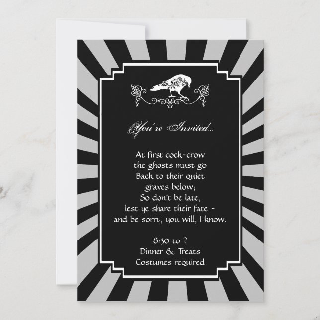 Invitation blanche de partie de Raven Halloween (Devant)