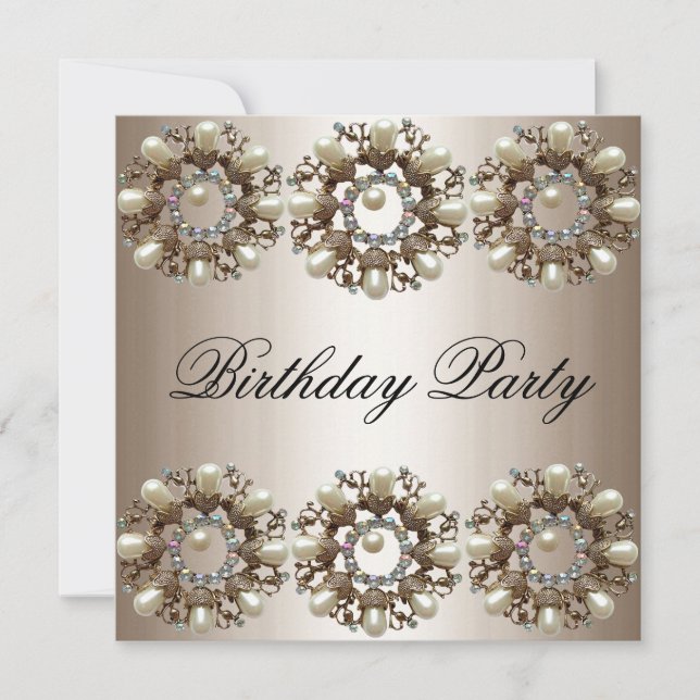Invitation blanche élégante d'anniversaire de (Devant)