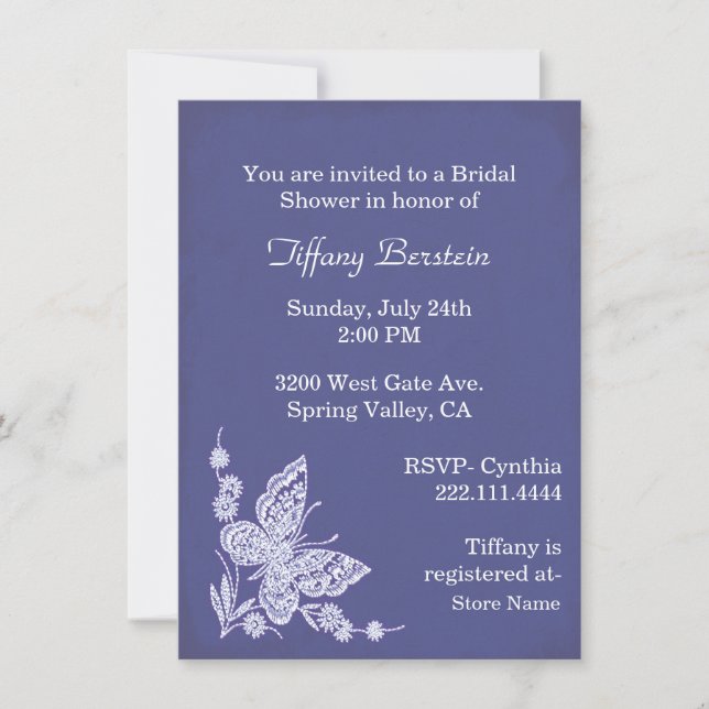 Invitation blanche élégante de Fête de la mariée (Devant)
