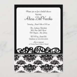 Invitation blanche et noire de Fête de la mariée