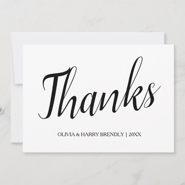 Invitation blanche rose de Merci de mariage de (Devant)