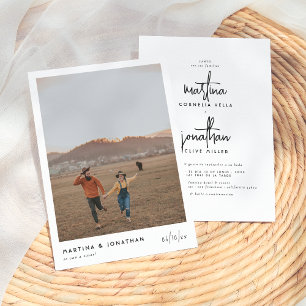 Invitation Blanco y Negro Invitación de Boda Sencilla