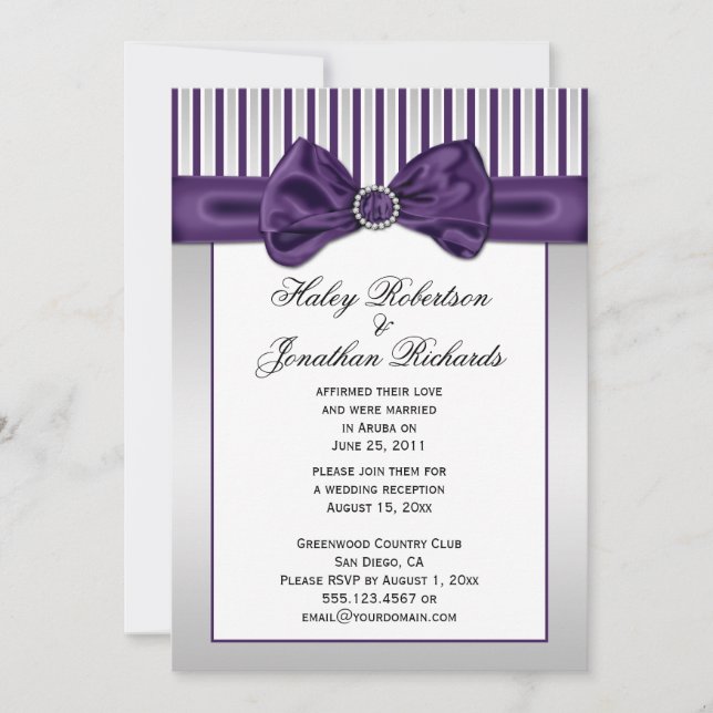 Invitation Blancs d'argent violet Grandes Diamants Post Maria (Devant)