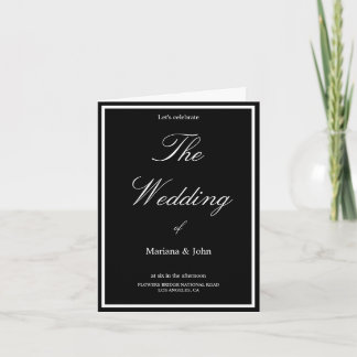 Invitation Blancs et Noirs tendance Formal Simple Chic mariag