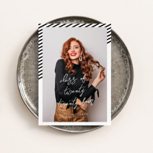 Invitation Blancs noirs Moderne Minimaliste Graduation