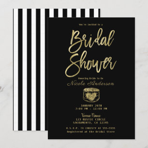 Invitation Blancs noirs rustiques et Fête des mariées d'or