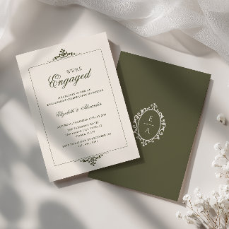 Invitation Blason Ancienne Fortune Vert Olive Nous sommes fia