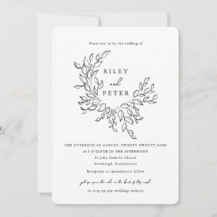 Invitation Blason Botanique Élégant avec Code RSVP Mariage