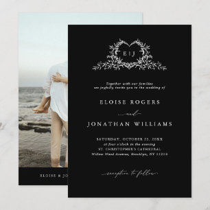 Invitation Blason de calligraphie minimaliste moderne pour ph
