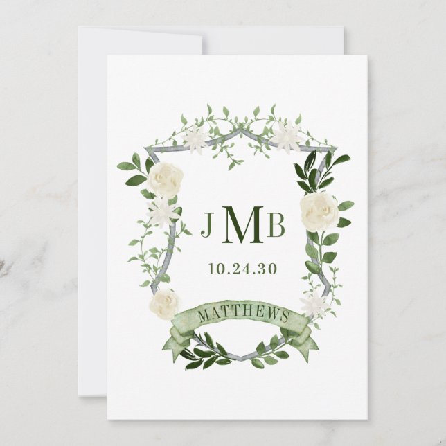 Invitation Blason de mariage floral élégant (Devant)