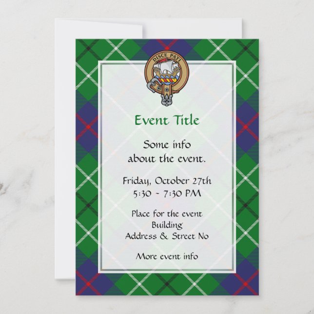 Invitation Blason du clan Duncan sur tartan (Devant)