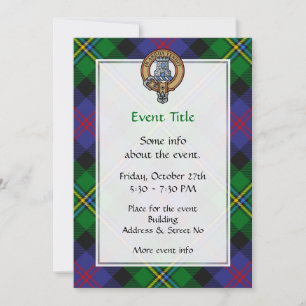 Invitation Blason du clan Malcolm sur tartan