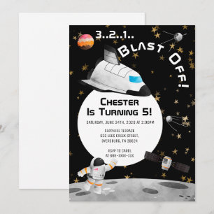 Invitation Blast Off Astronaut Anniversaire de l'espace