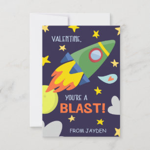 Invitation Blast Off Classroom Valentine's Day Card