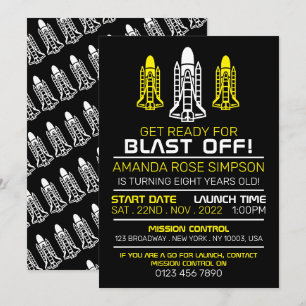 Invitation Blast Off ! Navettes spatiales, Anniversaire
