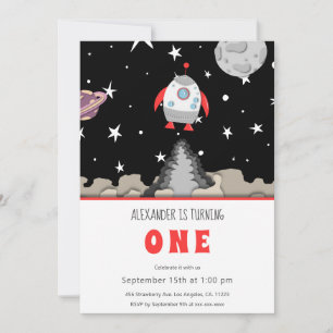 Invitation Blast Off Rocket Navire et espace Premier annivers