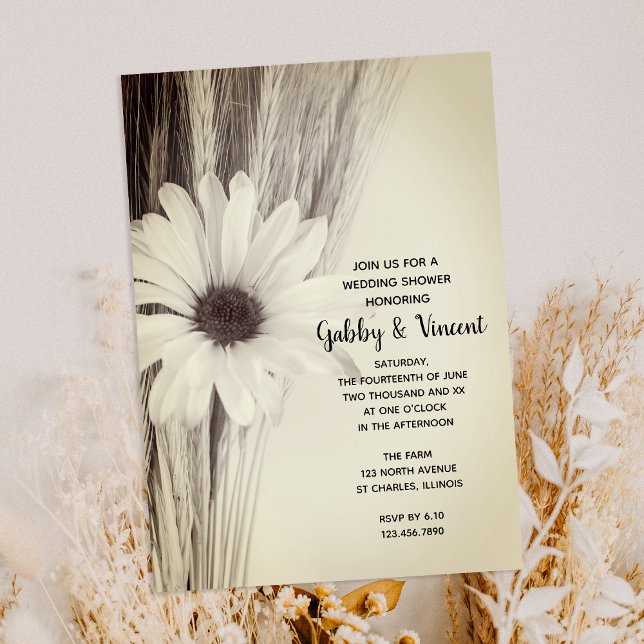 Invitation Blé séché et Wedding shower agricole de la campagn (Créateur téléchargé)