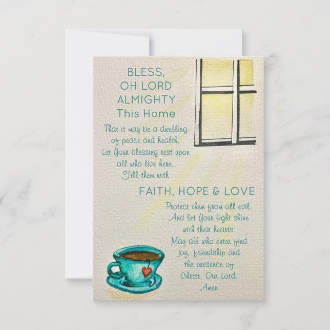 Invitation Bless This Home – Prayer Card - Note Card (Devant)
