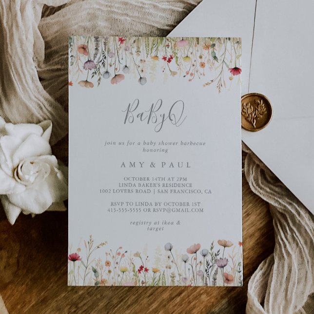Invitation Blessful Fleur sauvage BabyQ Baby shower Barbecue (Créateur téléchargé)