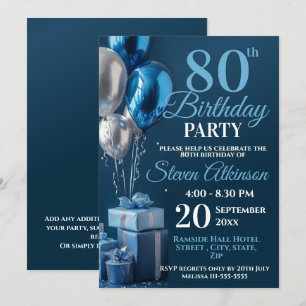 Invitation Bleu 80e anniversaire des dons de ballons