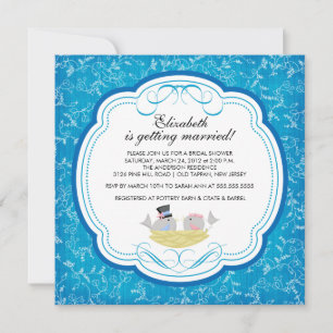 Invitation Bleu à la mode d'invitation de Fête de la mariée