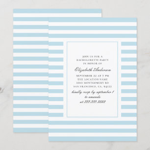 Invitation Bleu à rayures nautiques. Bachelorette rayée