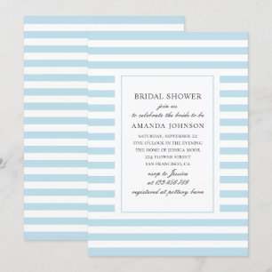 Invitation Bleu à rayures nautiques. Douche nuptiale rayée