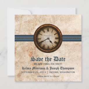 Invitation Bleu antiquité Enregistrer la date Annonce