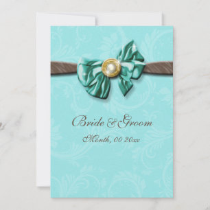 Invitation Bleu aqua brun gem arc floral