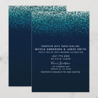 Bleu Aqua Marine Pailleté Étincelant Mariage Moder
