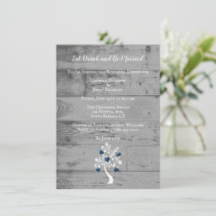 Invitation Bleu Arbre des Coeurs Dîner de répétition Mariage