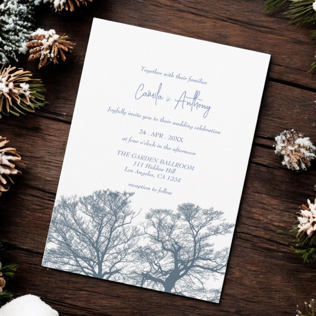 Invitation Bleu Arbres du fond Mariage de Boho Tropical (Créateur téléchargé)
