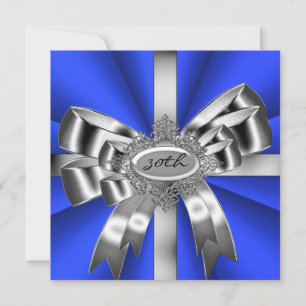 Invitation Bleu Arc Argenté 30ème Bijou Noir Blanc 2