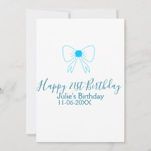 Invitation Bleu arc heureux 21e anniversaire nom date petite