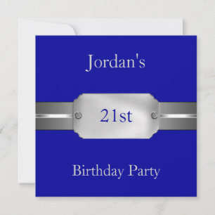 Invitation Bleu Argent 21e Fête d'anniversaire élégante pour 