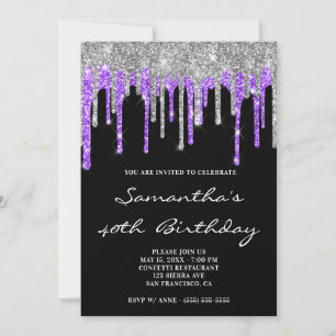 Invitation Bleu Argent Parties scintillant violet Drivers Noi