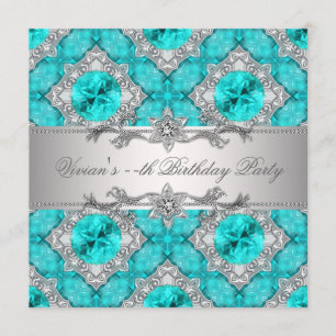 Invitation Bleu argenté de diamants toute l'invitation de