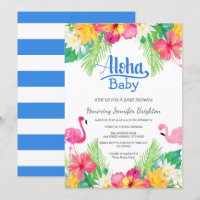 Bleu| Baby shower du Flamant rose tropical de Luau