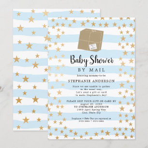 Invitation Bleu Bande + Gold Star Boy Baby shower par la post