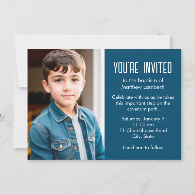 Invitation Bleu Baptême de Saint-Enfant Dernier Jour (Devant)