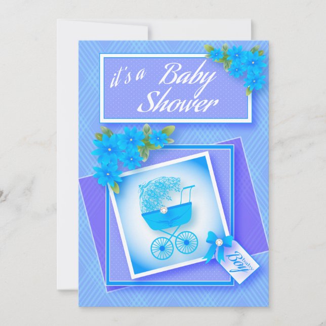 Invitation Bleu bébé | Baby Boy Shower Party (Devant)
