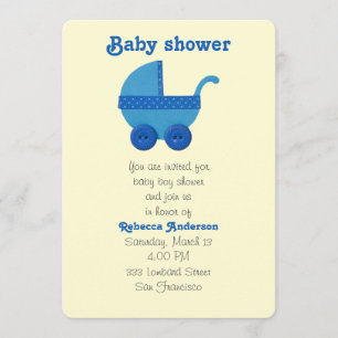 Invitation Bleu bébé chariot bébé bébé douche garçon