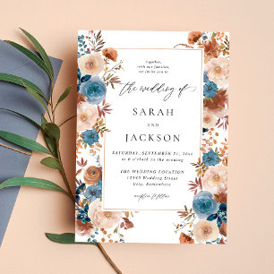 Invitation Bleu beige et bleu foncé Mariage S2 - w LN beige