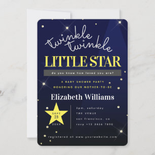 Invitation Bleu Berceuse Étoile Baby Shower