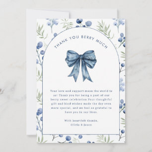 Invitation Bleu Berry Baby shower doux Merci