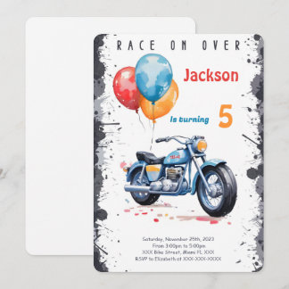 Invitation Bleu Bike Anniversaire