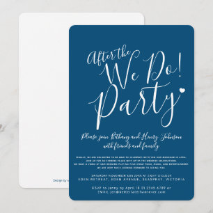 Invitation Bleu blanc après nous faisons mariage après la fêt