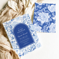 Bleu Blanc Chinoiserie Oiseaux Fleurs Baby shower