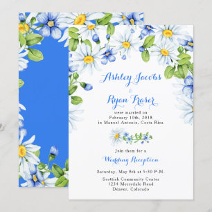 Invitation Bleu Blanc Faisy Post Mariage Réception uniquement