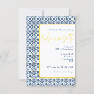 Invitation Bleu Blanc Jaune Carrelage Méditerranéen Fête des 